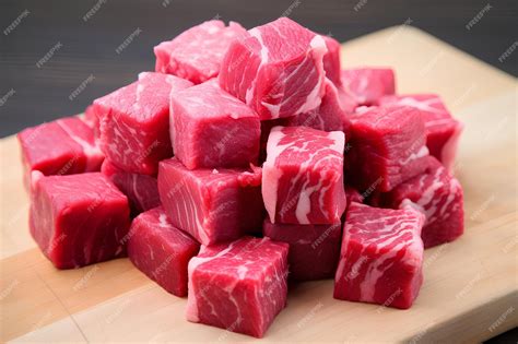 premium photo beef meat cubes