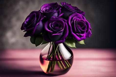 Lexica - Vintage Classic deep violet rose bouquet on dark background