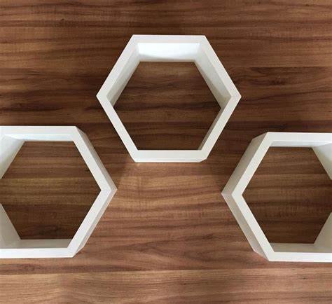 3 Nichos Colmeia Hexagonal Mdf Branco De parede | MadeiraMadeira