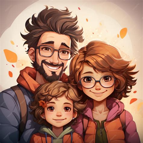 Premium Photo | Illustration of anime happy family portrait