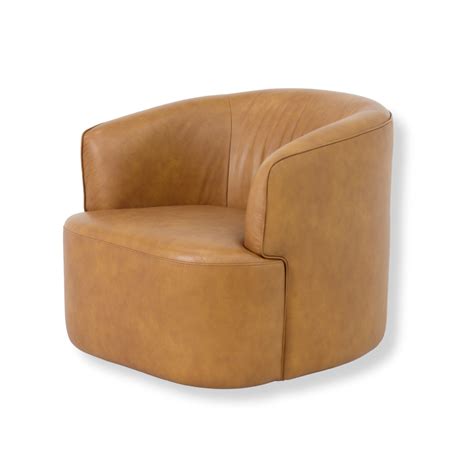 Soltan Swivel Armchair - Amber Tan Leather