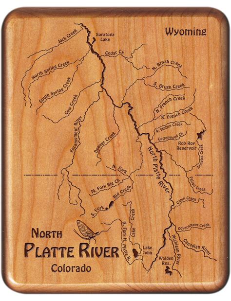 North PLATTE River Map Fly Box. Personalized, Custom Laser Engraved