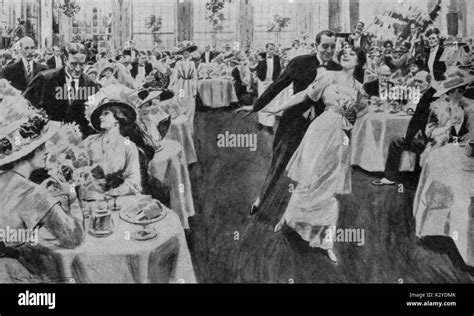 Tea dance in a London restaurant, 1913. Tango danicing as entertainment ...