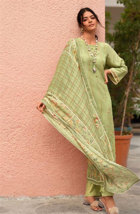 parrot green festive special silk salwar kameez zar