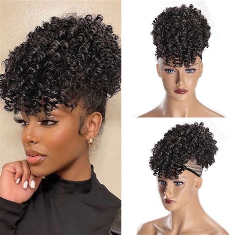 Amazon.com : SuyiIRL Afro Puff Drawstring Ponytail with Bangs ...