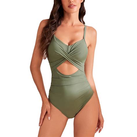 USNSM Criss Cross Tie Back Monokinis for Women One Piece Cutout