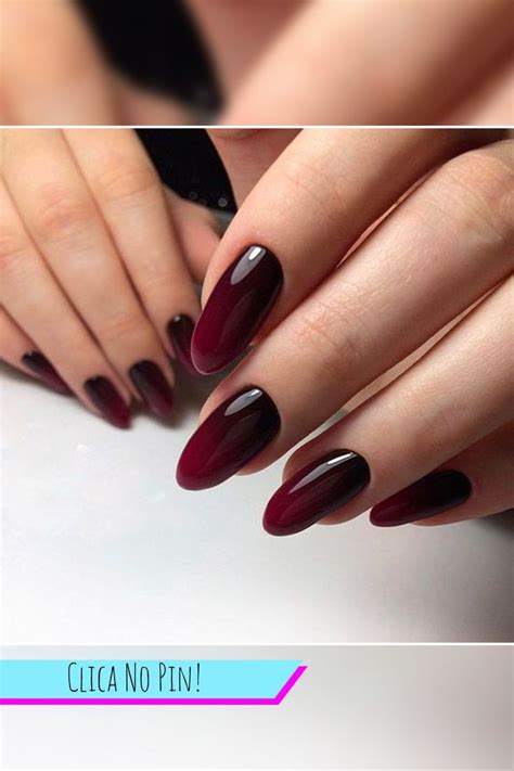 Unha Vermelha Escuro - 😍 Unhas Simples em Degradê Vermelho Escuro - Perfeitas!😍 | Maroon nails ...