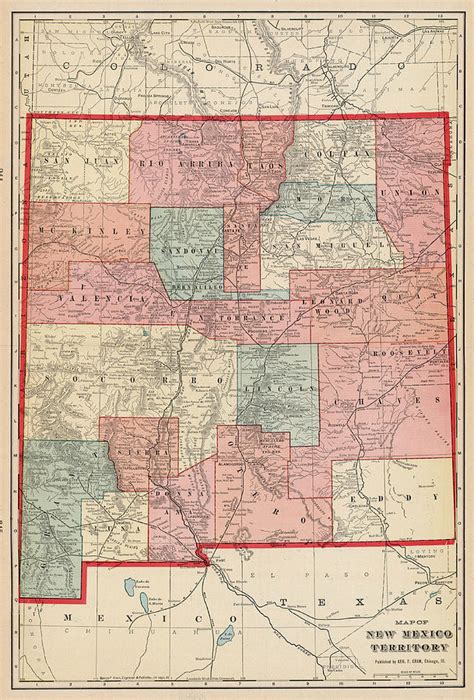 Map of New Mexico Territory Chicago Painting by George F Cram | Pixels