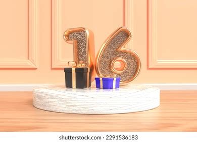 Luxurious Birthday Banner Number 16 Gold Stock Illustration 2291536183 ...