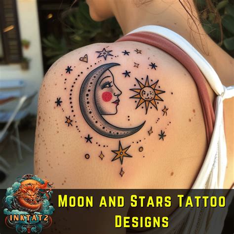 Shining Bright: Exploring the Timeless Beauty of Moon and Stars Tattoos ...