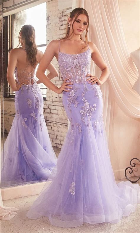 Lavender Mermaid Prom Dress V Neck Prom Dress With Beading And Lace Up