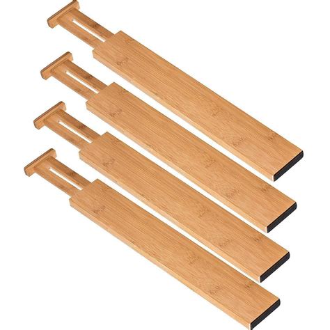Adjustable Bamboo Drawer Dividers 4 Pack – Organisation Station AU