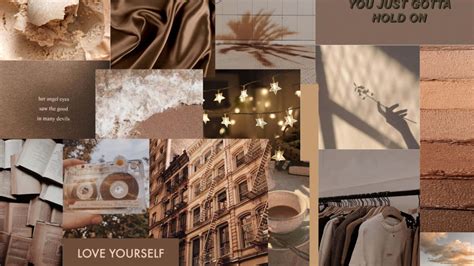 Download Soft Brown Aesthetic Collage Desktop Wallpaper | Wallpapers.com