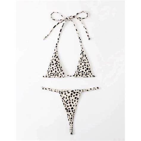 Sexy Micro Bikini Two Piece Swimsuit Women Dot Print Thong Bikini Set
