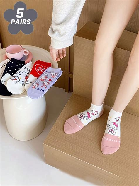 Sanrio 5 Pairs Cartoon Print Leg Warmers, Cute Japanese Ankle Leg ...