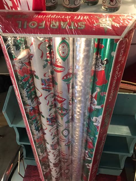 Vintage Foil Christmas Wrapping Paper Roll. Set of Five NIP Foil ...