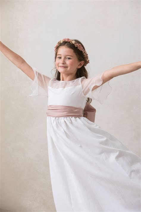 Fajín rosa nude para comunión niña | Quémono