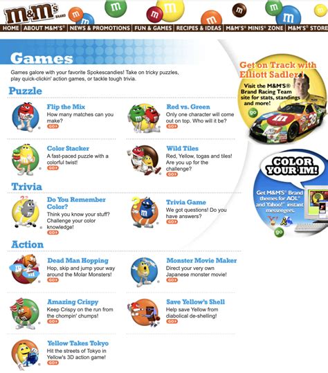 Games on M&Ms.com (feels like nobody remembers this site compared to
