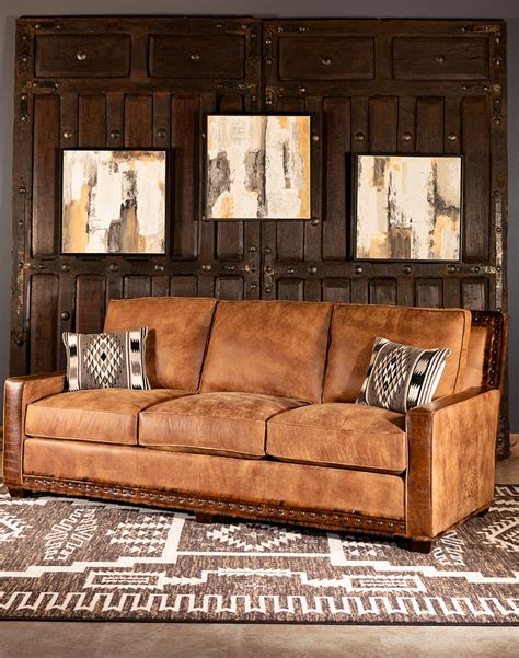 Distressed Tan Leather Sofa Bed | Baci Living Room