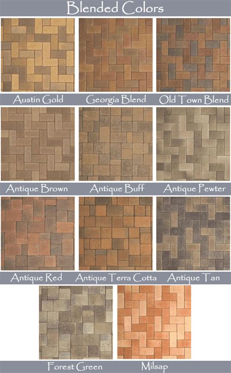 Cambridge Pavers Color Chart