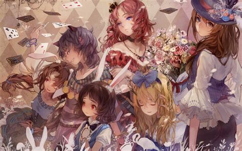 Alice, fantasy girl, Alice in Wonderland, anime girls, playing cards