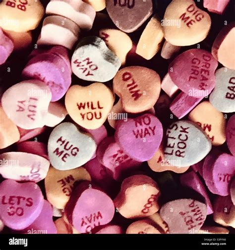 Candy hearts with messages Stock Photo - Alamy