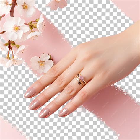 Premium PSD | Female hands with japanese manicure on pink background