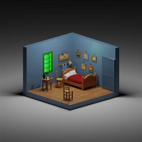 low poly/room modeling on Behance