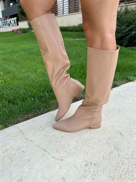 cizme duge ravne  prirodna koza bez  lovely