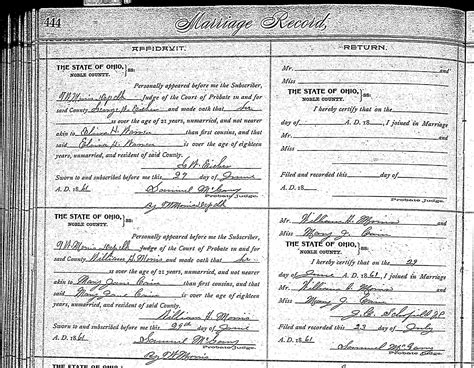 Noble County, Ohio, Probate Court, Marriage Record, vol. 1-2, p. 444