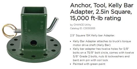 ADAPTER KELLY BAR 2.5" SQUARE 15K RATED 7 5/8" BC - 192 C3030955