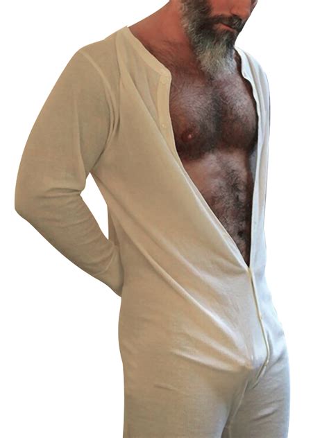 Frontwalk Men One Piece Pajama Thermal Underwear Union Suits Long
