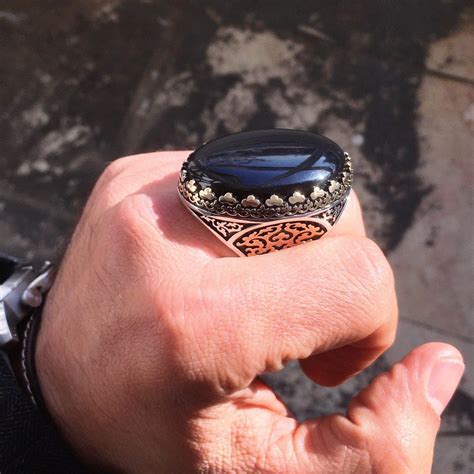 Stunning Black Onyx Sterling Silver Ring for Men