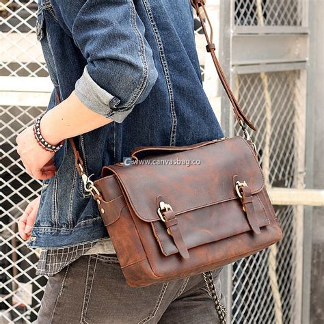 Leather Messenger Bag Leather Laptop Bag - Canvas Bag Leather Bag ...