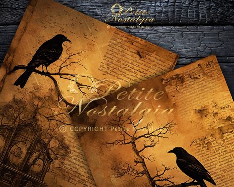 Cryptic - Crow - Halloween Paper, Journal Pages, Junk Journal, Journal