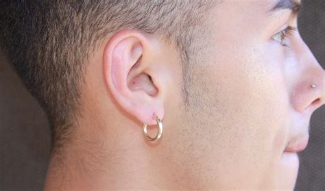 Men Gold Earring-gold Earrings-hoop Earrings-gold Hoop - Etsy Canada