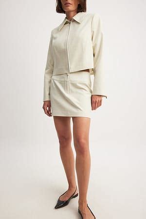 woven waistband detail mini skirt beige na kd