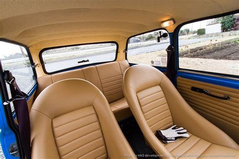 Classic Mini Cooper Interior with Tan Leather Upholstery