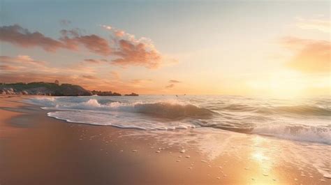 Premium AI Image | A beach scene with a sunset and a beach scene.