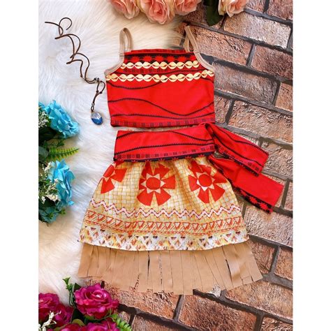 Roupa Da Moana Infantil - Fantasia Infantil Moana Roupa de Princesa Disney Com Colar Aniversário ...