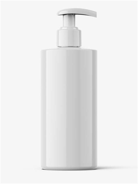 Glossy bottle with pump mockup / 300 ml - Smarty Mockups