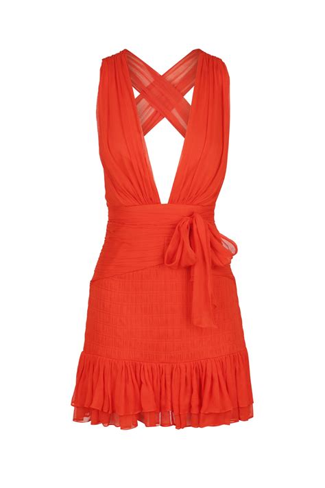 Leilani Mini Plunge Tie Back Dress in Hibiscus - Coco & Lola