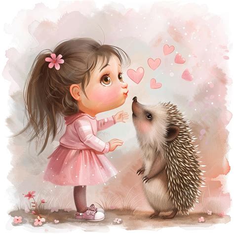 girl   hedgehog     hedgehog premium ai generated