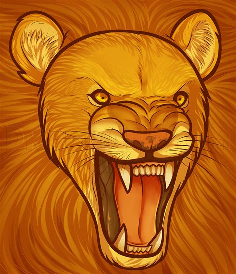 How To Draw A Lion Roaring, Roaring Lion, Drawing, Step by Step, by ...