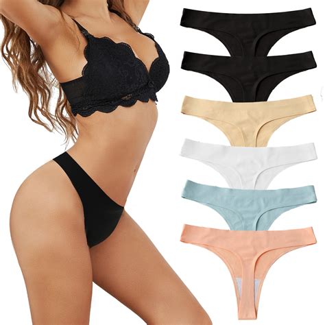 Cinvik Womens Thongs No Show Seamless Thong Underwear, Ice Silk