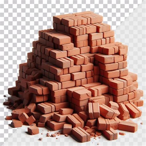 premium psd big stack  red bricks isolated   transparent background