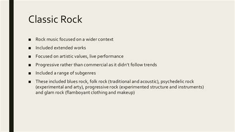 Rock music subgenres