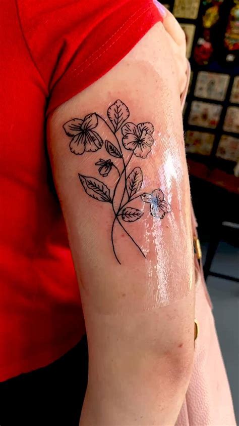 February Birth Flower: Violet Linework | Flower tattoo, Tattoos ...