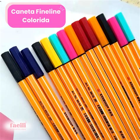Canetas De Pontas Finas - Kit 12 Canetas Ponta Fina Coloridas - Fine Line | Shopee Brasil