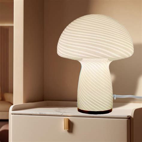 liveMAX Mushroom Lamp,Glass Table Bedside Lamps,Translucent Vintage